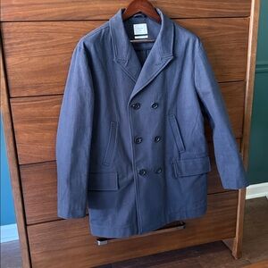 Billy Reid Navy Canvas Peacoat